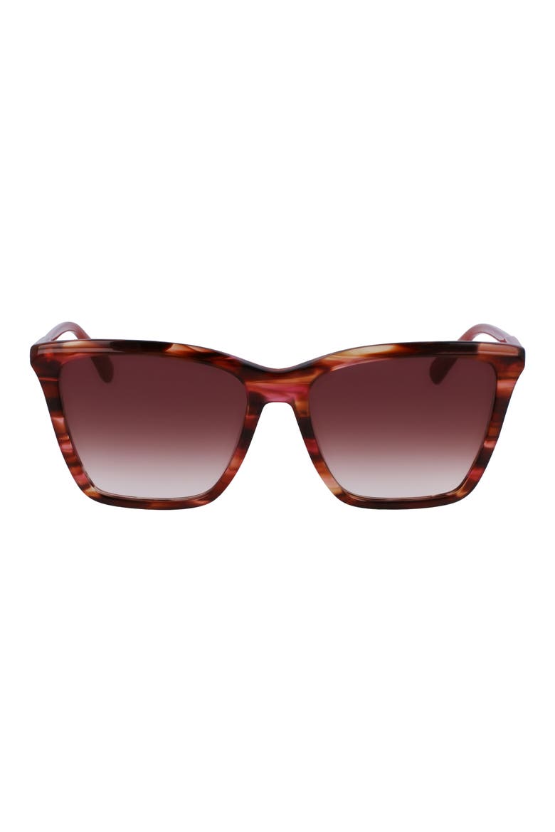Le Pliage 56mm Gradient Rectangular Sunglasses, Main, color, RED HORN