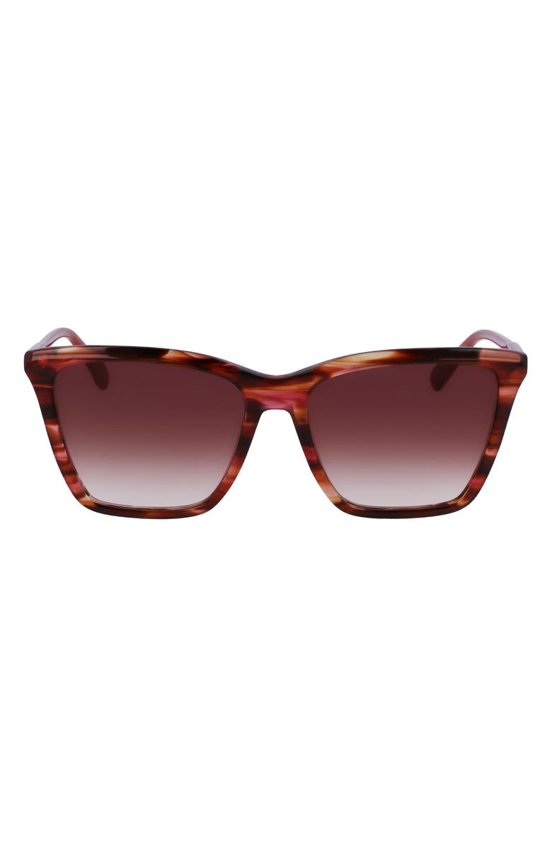 Longchamp Le Pliage 56mm Gradient Rectangular Sunglasses, Main, color, Red Horn