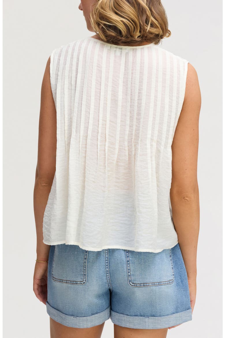Pintuck Sleeveless Top, Alternate, color, ECRU