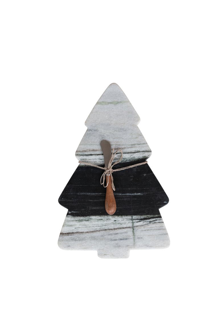 Marble & Acacia Tree Charcuterie Board with Canape Knife, Main, color, Multicolor