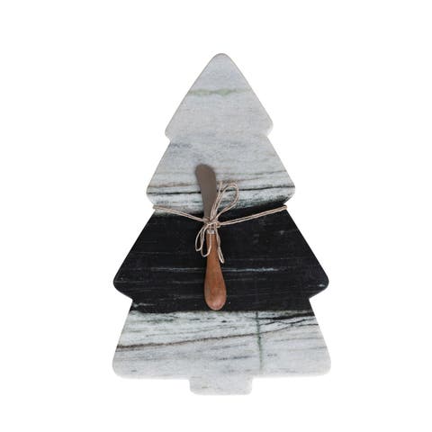 Marble & Acacia Tree Charcuterie Board with Canape Knife