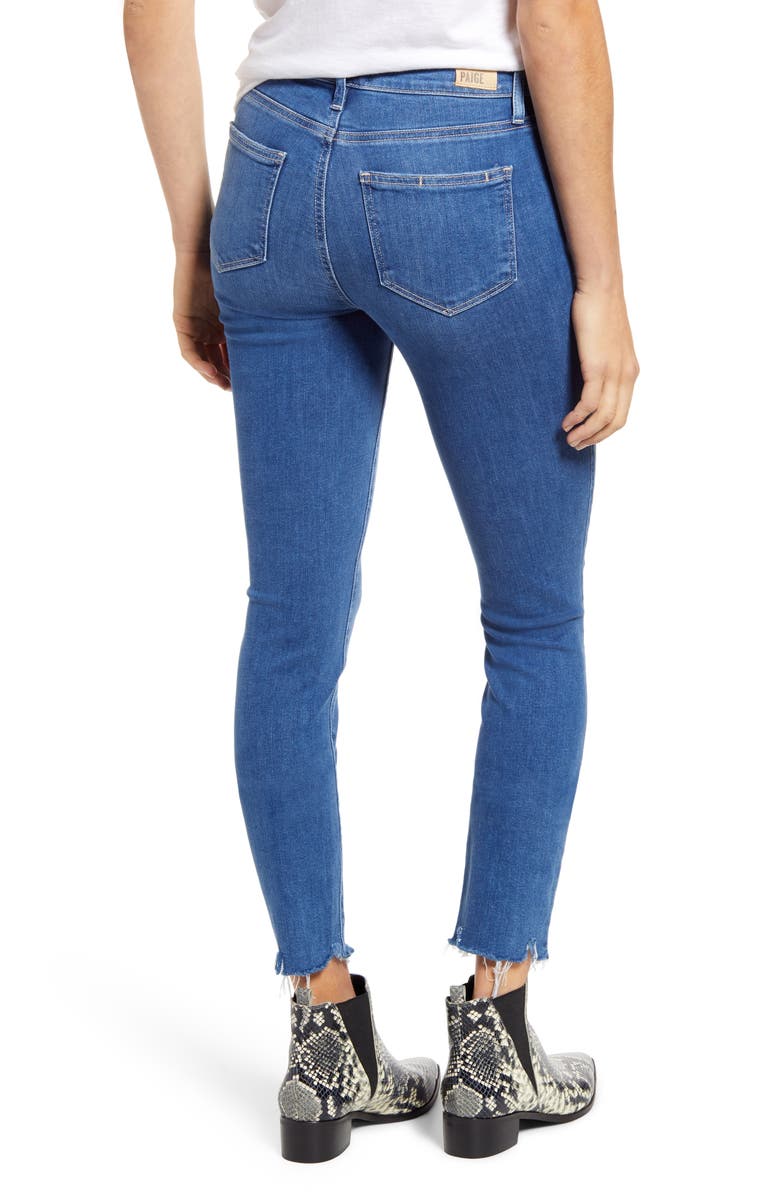 PAIGE Hoxton High Waist Distressed Hem Ankle Skinny Jeans, Alternate, color,