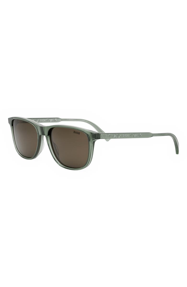 DIOR InDior S3I 56mm Rectangular Sunglasses, Alternate, color, Dark Green/ Other / Brown
