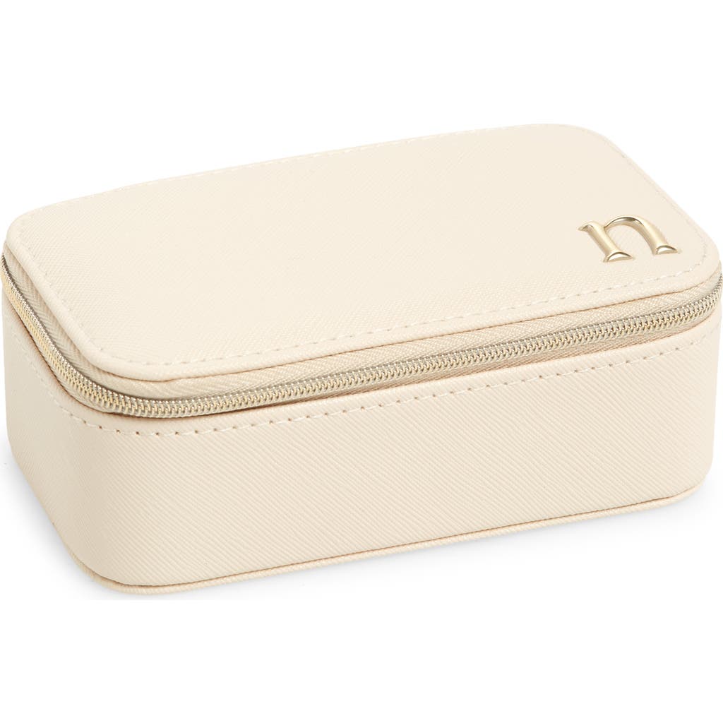 Nordstrom Initial Rectangular Jewelry Box In N- Cream- Gold