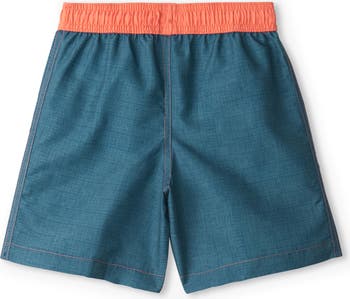 Kids' Shark Embroidered Swim Trunks