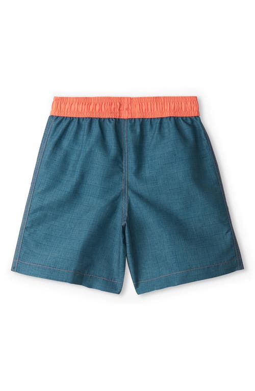 Hatley Kids' Shark Embroidered Swim Trunks In Ensign Blue