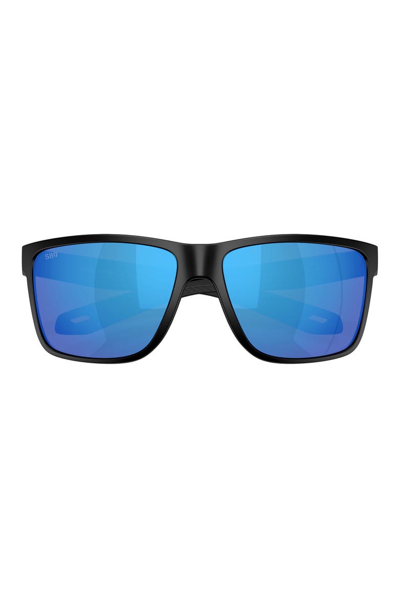 Broadbill II XL 62mm Polarized Oversize Rectangular Sunglasses, Alternate, color, MATTE BLACK / BLUE MIRROR