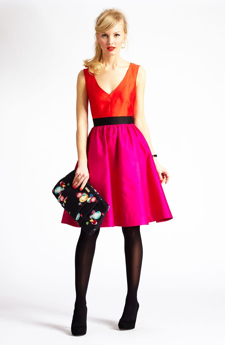 Kate Spade New York 'normandy' silk blend fit & flare dress, Alternate, color,