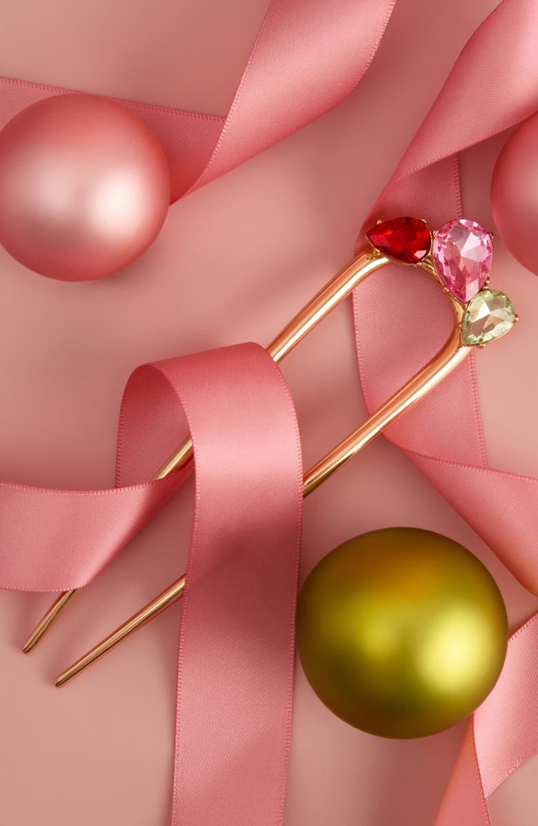 Kitsch Rhinestone French Hair Pin, Alternate, color, Gold