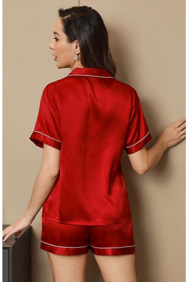 Pure Silk Pajamas Short Pjs Set Two-Piece, Alternate, color, Wine