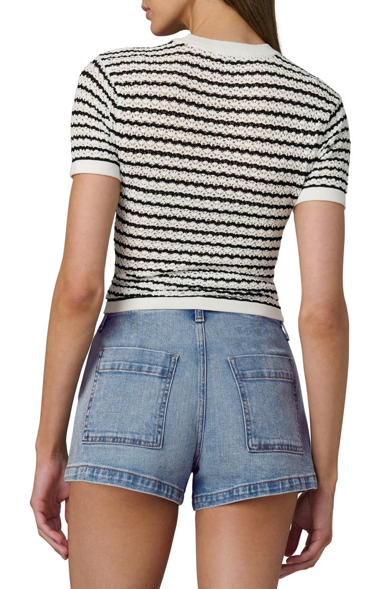 The Crochet Sweater, Alternate, color, MILK/ BLACK STRIPE