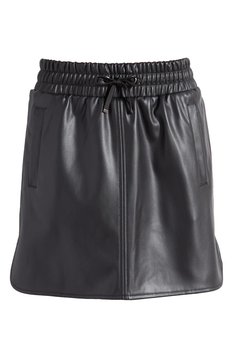 Topshop Faux Leather Drawstring Miniskirt, Alternate, color, Black
