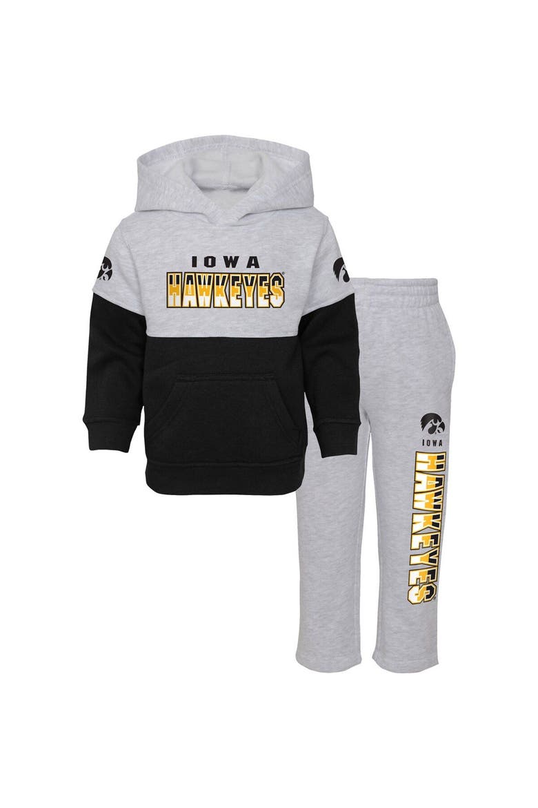 Toddler Heather Gray/Black Iowa Hawkeyes Playmaker Pullover Hoodie & Pants Set, Main, color, Heather Gray