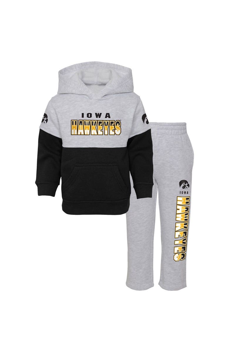 Outerstuff Toddler Heather Gray/Black Iowa Hawkeyes Playmaker Pullover Hoodie & Pants Set, Main, color, 