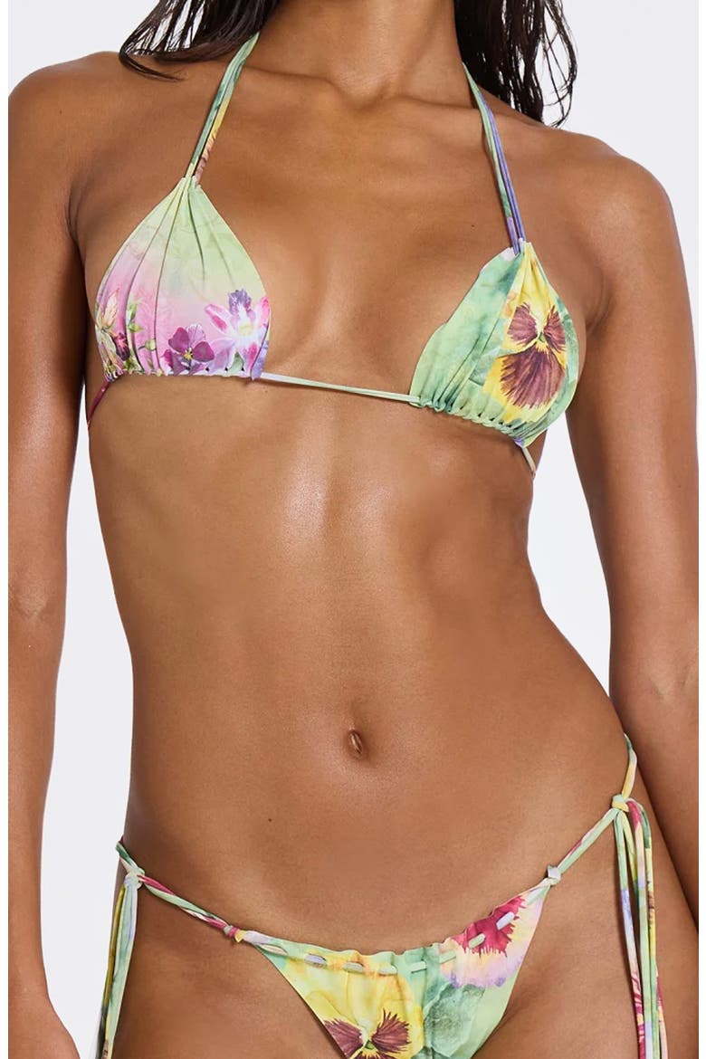 Melona Raw Edge Triangle Bikini Top, Main, color, GREEN