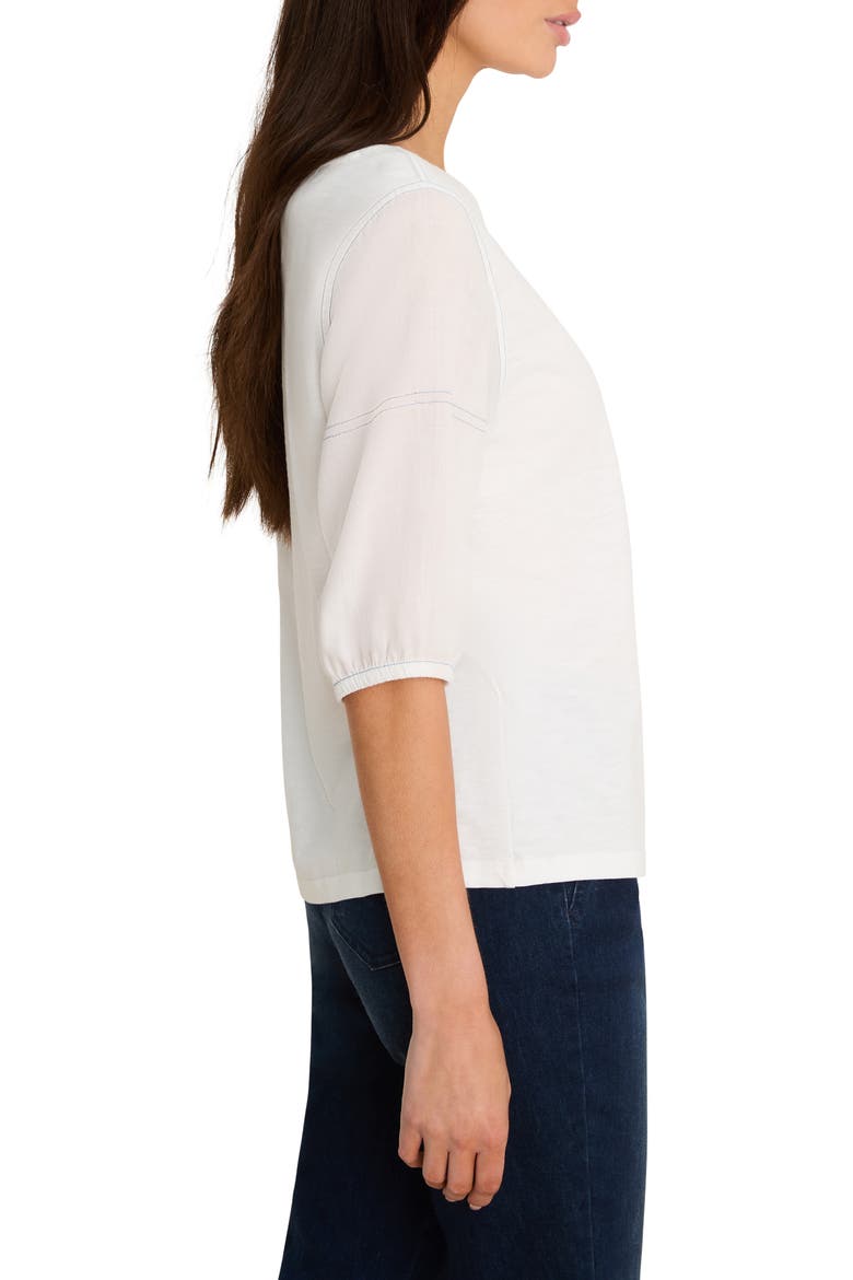 Puff Sleeve Cotton T-shirt, Alternate, color, PAPER WHITE