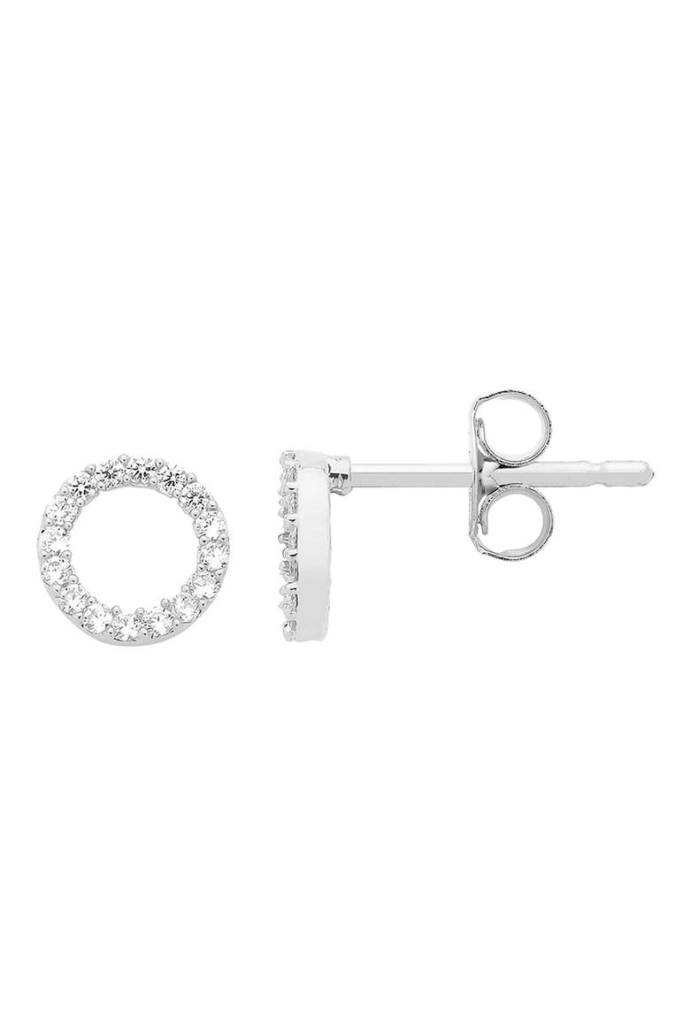 Cubic Zirconia Circle Stud Earrings, Alternate, color, SILVER