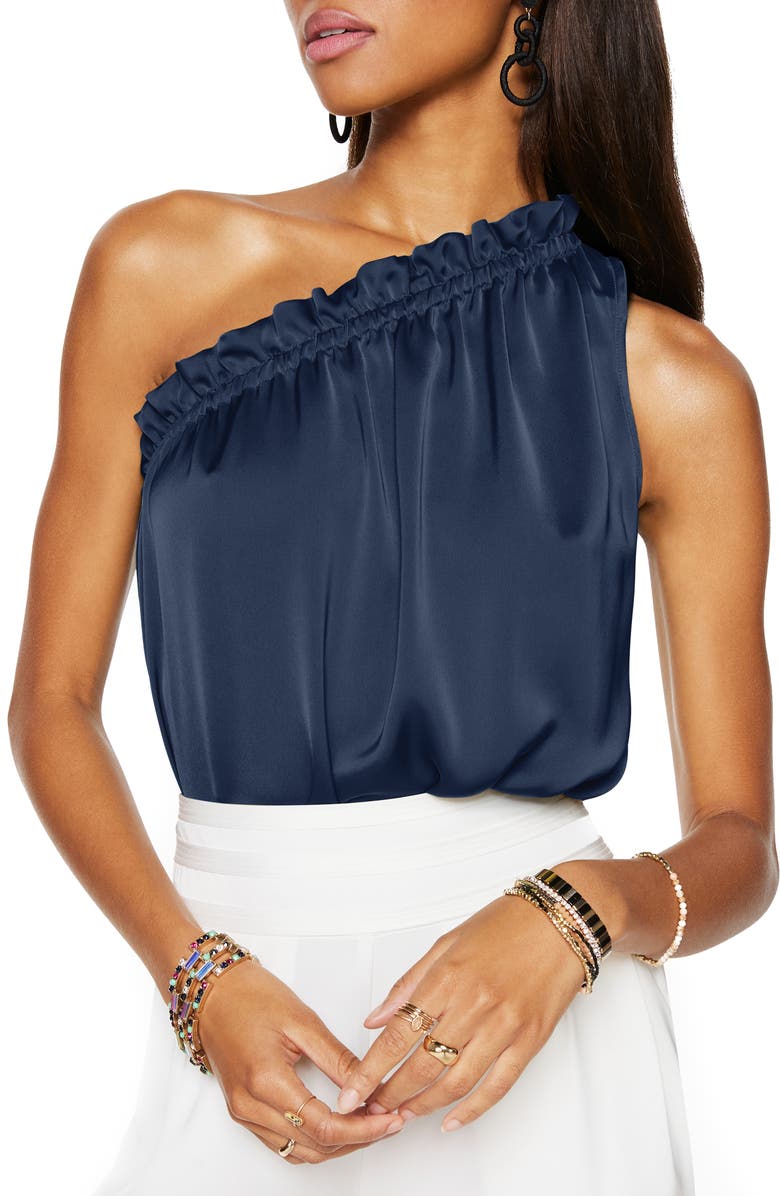 Ramy Brook Tenley One Shoulder Matte Satin Top, Alternate, color, 