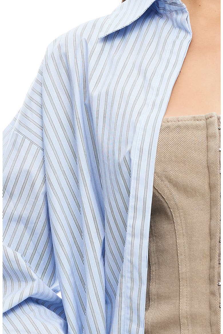 Oversize Stripe Cotton Button-Up Shirt, Alternate, color, BLUE STRIPE