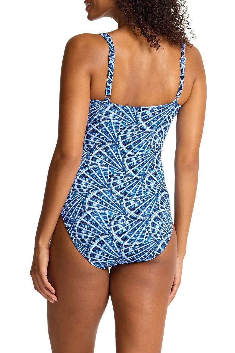 Island Cays Shell Cove Tie Front One-Piece Swimsuit, Alternate, color, INDIGO TIDE