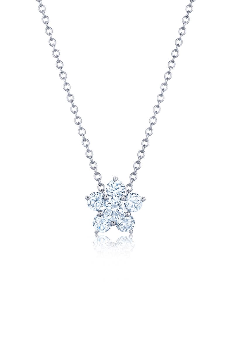 Kwiat Diamond Cluster Flower Pendant Necklace, Main, color, White Gold