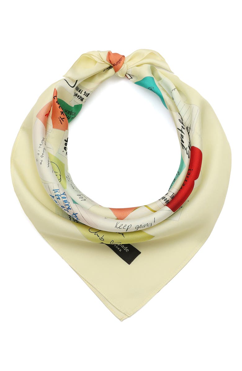 Kate Spade New York Self Love Club Silk Bandana, Main, color, Ivory Multi