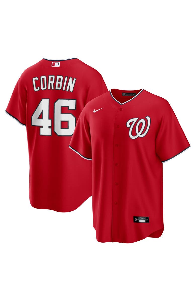 Nike Men's Nike Patrick Corbin Red Washington Nationals Alternate 2 Replica Jersey, Main, color, 