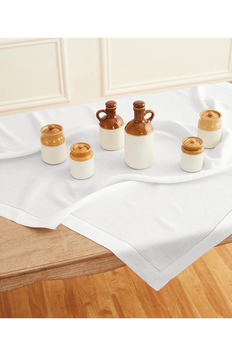 Solino Home Linen Table Throw - Classic Hemstitch, Alternate, color, White