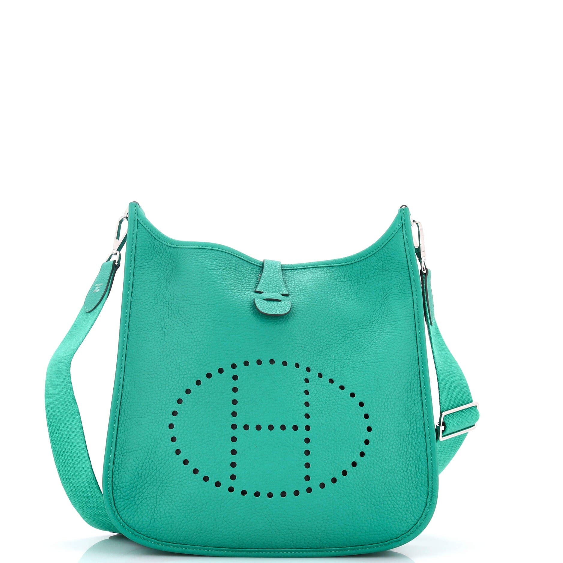 Pre-Owned Hermes Evelyne Bag Gen III Clemence PM, Main, color, Vert Verone