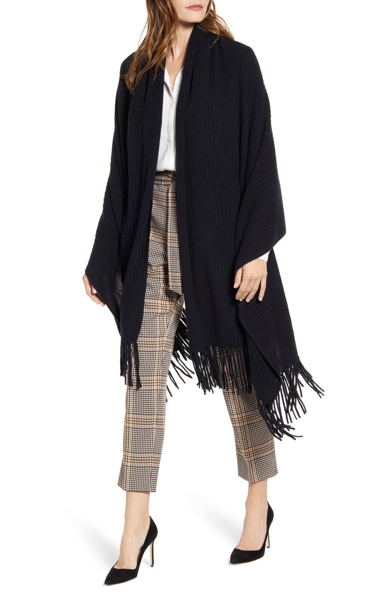 Halogen<sup>®</sup> Rib Cashmere Fringe Wrap, Alternate, color,