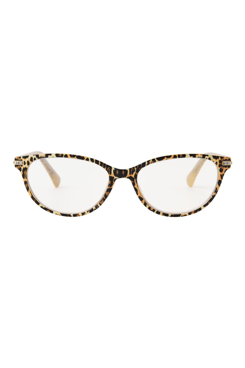 Leopard Oval Blue Light Reading Glasses, Main, color, LEOPARD