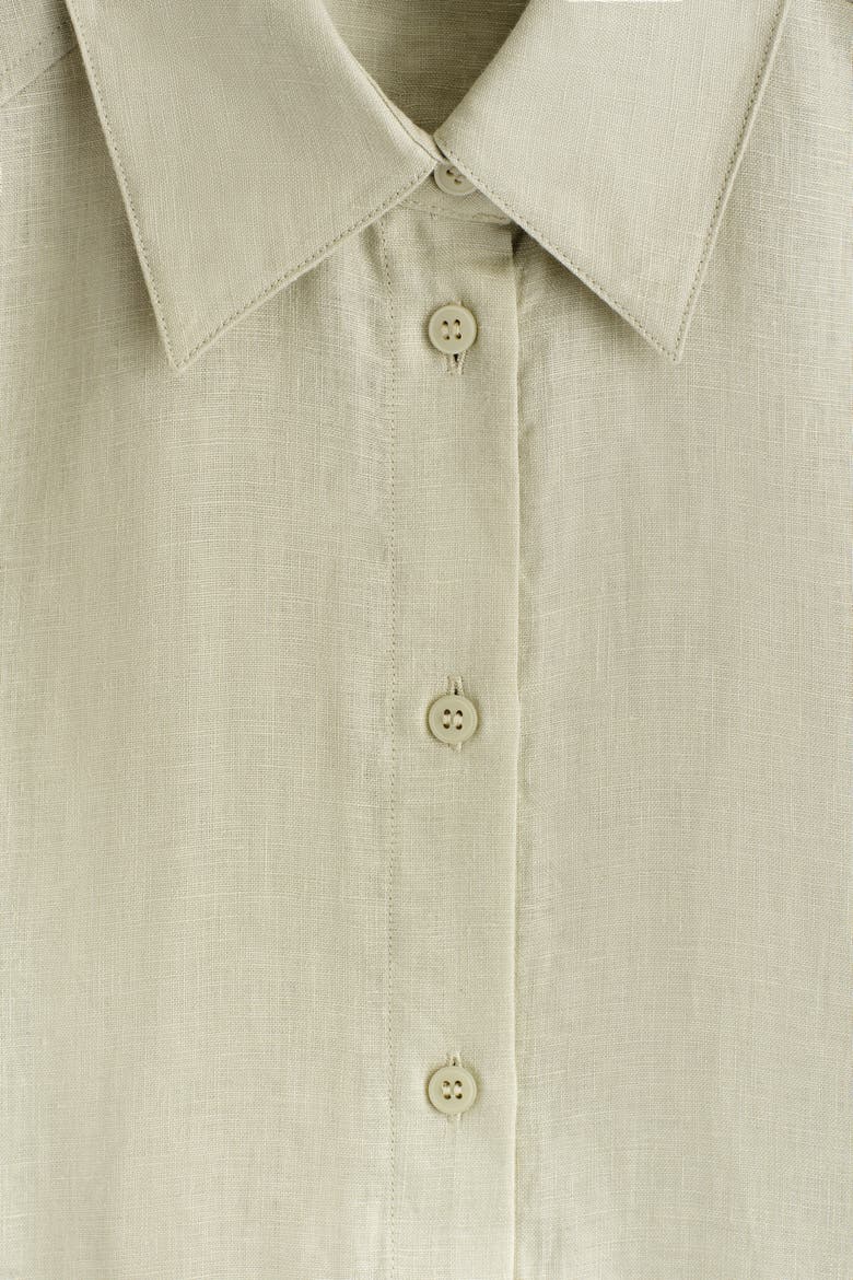 Short-Sleeved Linen Shirt Dress, Alternate, color, BEIGE