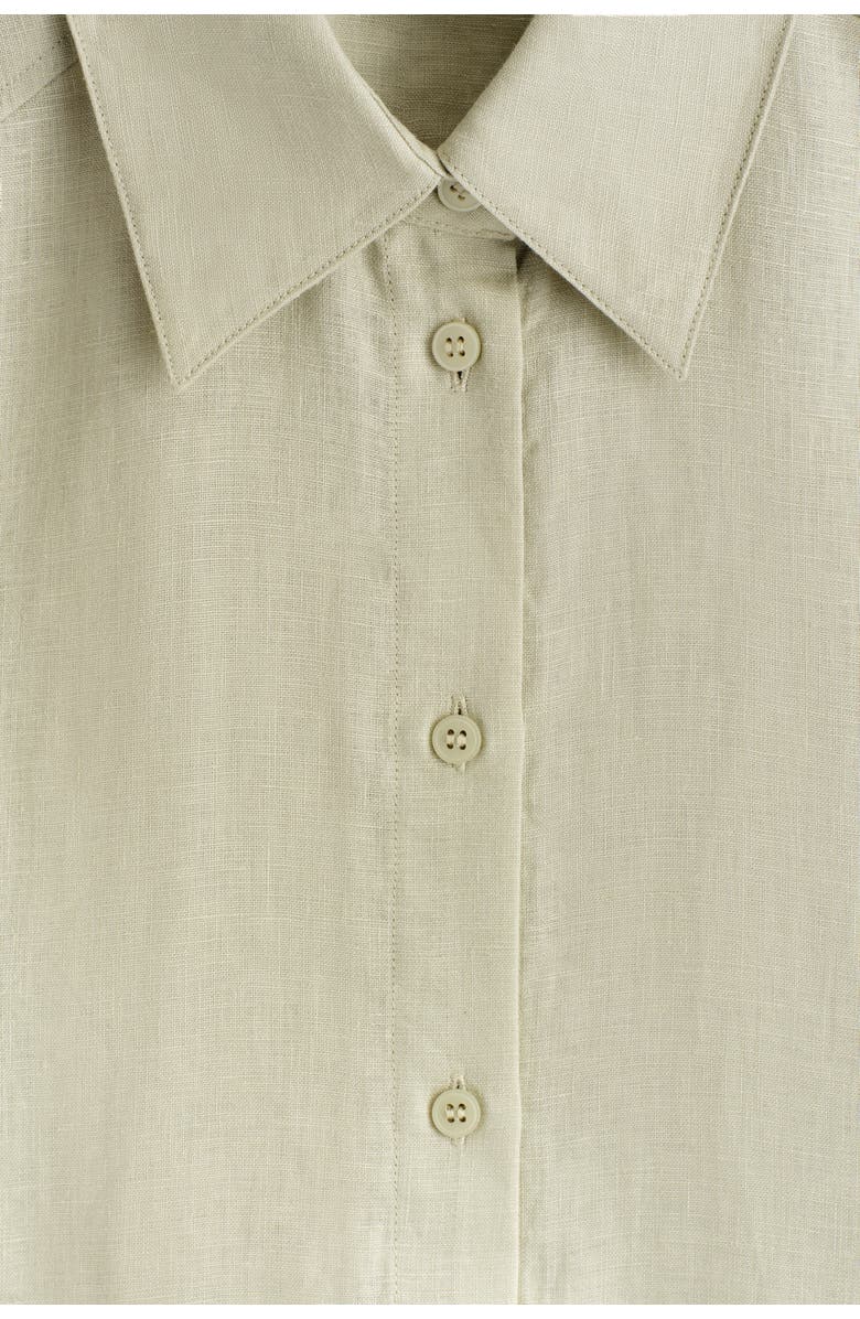 COS Short-Sleeved Linen Shirt Dress, Alternate, color, Beige