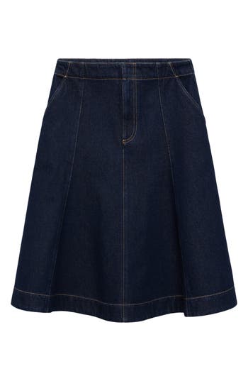 Mango Flared Denim Skirt In Blue