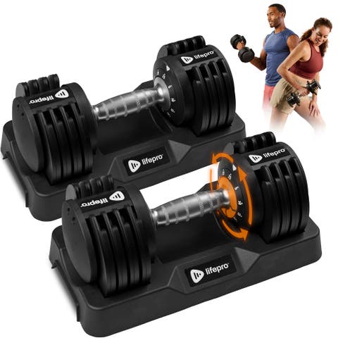 Adjustable Dumbbell Set 25lb Quick Adjust Strength Training Weights for Home Gym