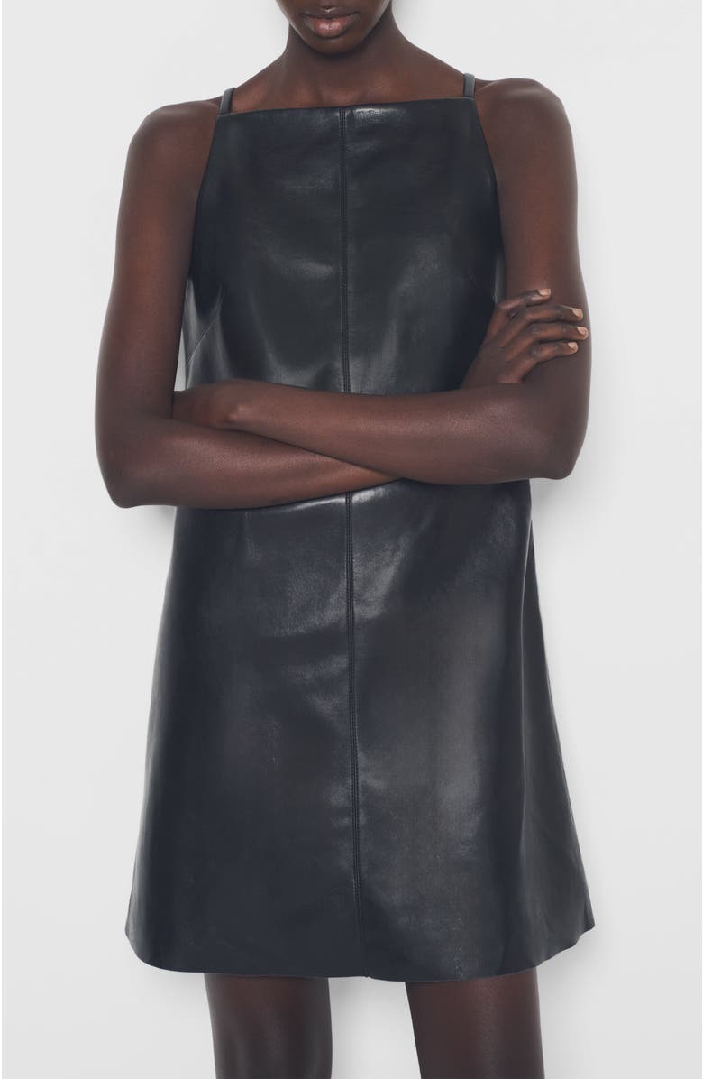 AS by DF Faith Recycled Leather Dress, Alternate, color, Black