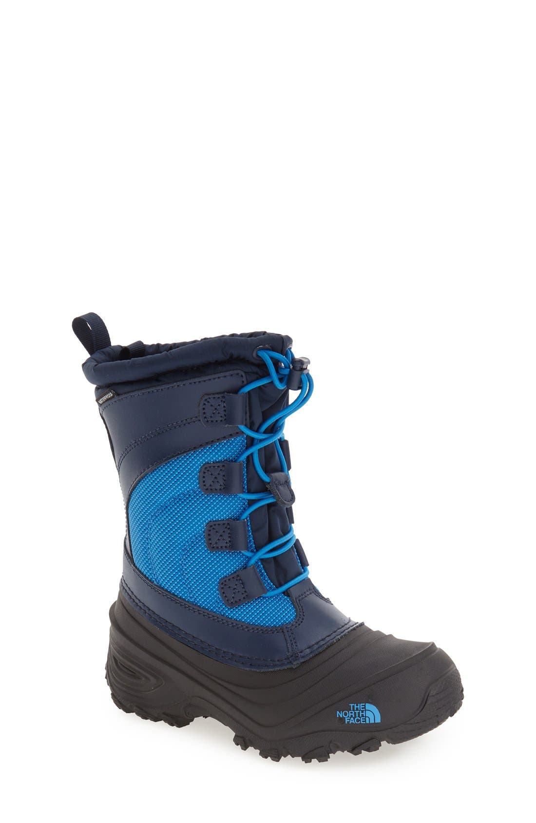 'Alpenglow IV' Bungee Lace Waterproof Boot, Main, color, HERO BLUE/ TNF BLACK