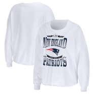 WEAR by Erin Andrews Women's WEAR by Erin Andrews  White New England Patriots Super Bowl LX Cropped Long Sleeve T-Shirt