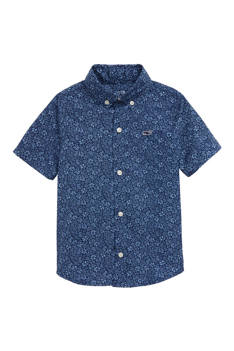 Waterway Floral Short Sleeve Button-Down Shirt, Main, color, DEEP BAY