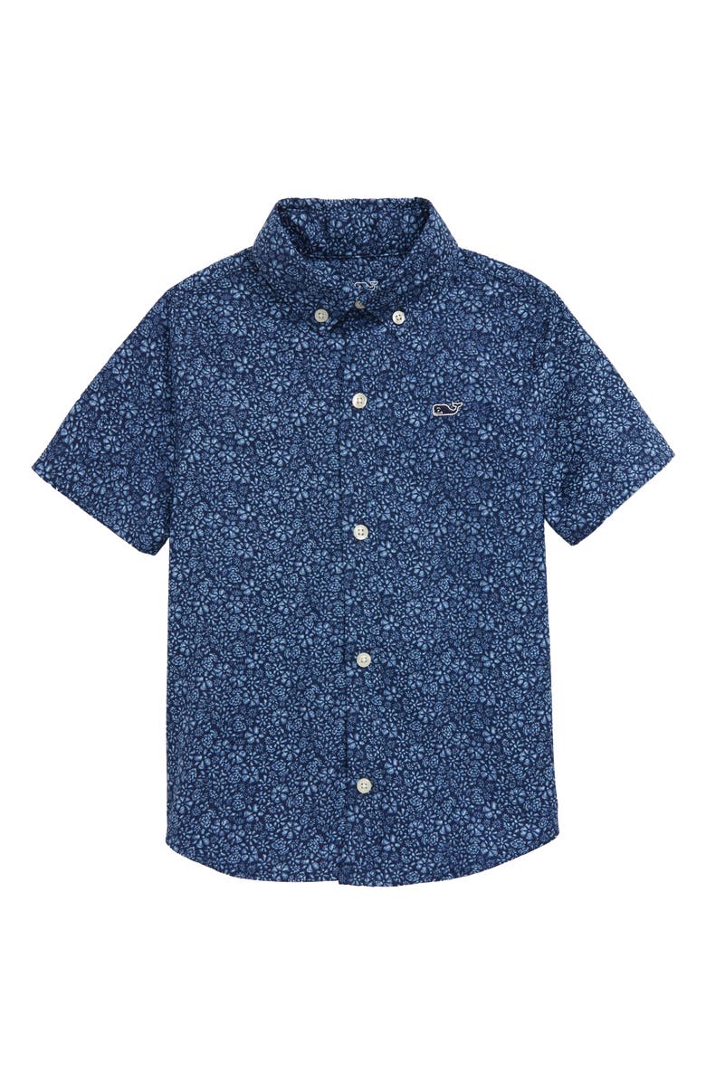 vineyard vines Waterway Floral Short Sleeve Button-Down Shirt, Main, color, 