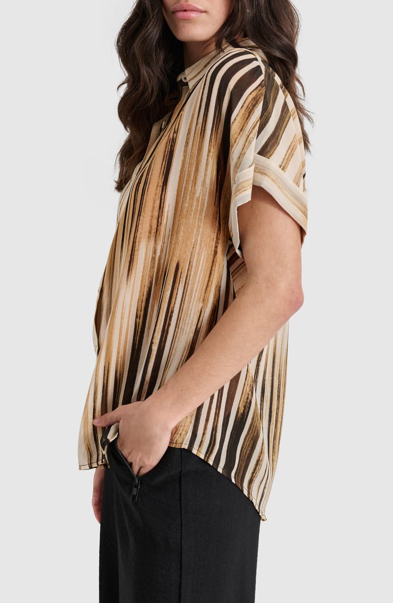 DKNY Print Chiffon Short Sleeve Button-Up Shirt, Alternate, color, 