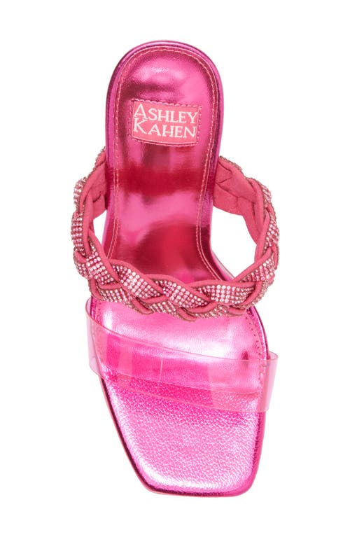 Ashley Kahen Melrose Cutout Wedge Rhinestone Sandal In Fuchsia