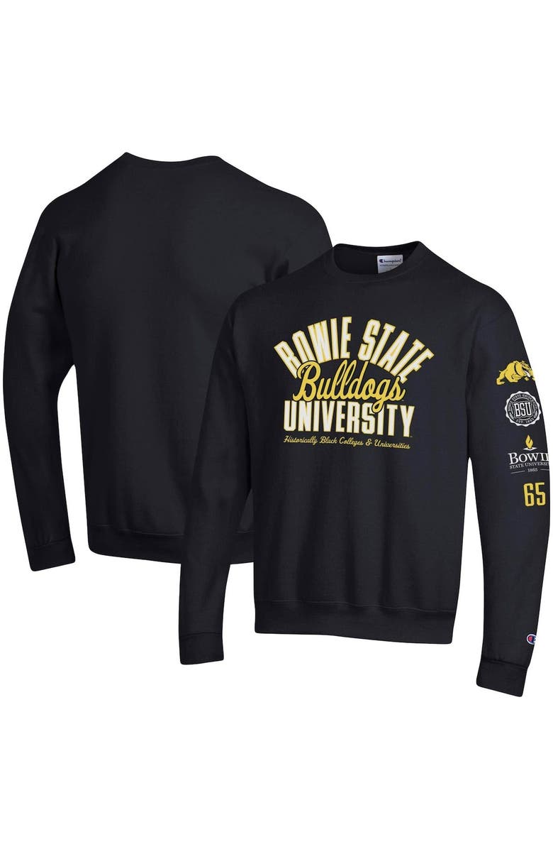 Champion Men's Champion Black Bowie State Bulldogs 2-Hit Powerblend Pullover Sweatshirt, Main, color, 