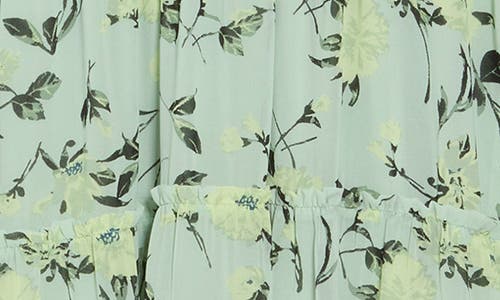Shop Melrose And Market Tiered Midi Dress In Green Celadon Prim Bloom