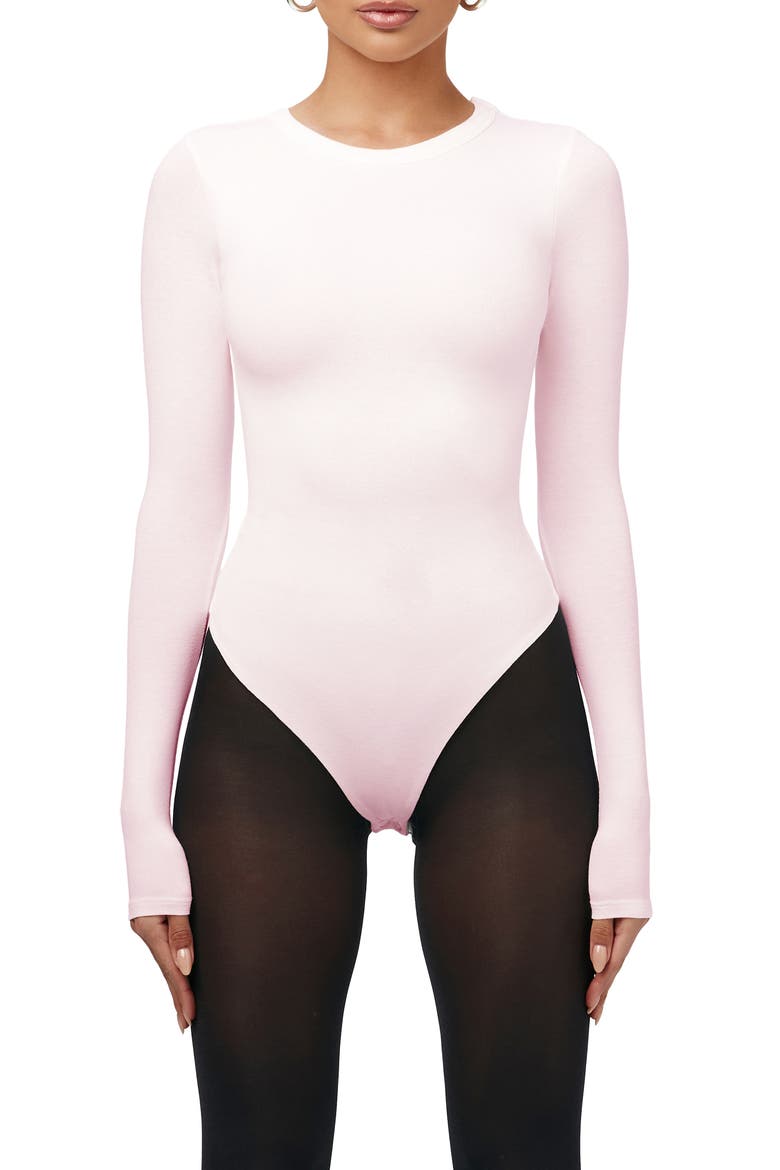 Sculpt Crewneck Bodysuit, Main, color, PINK FROSTING