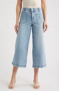 Wit & Wisdom Scallop Patch Pocket High Waist Crop Wide Leg Jeans