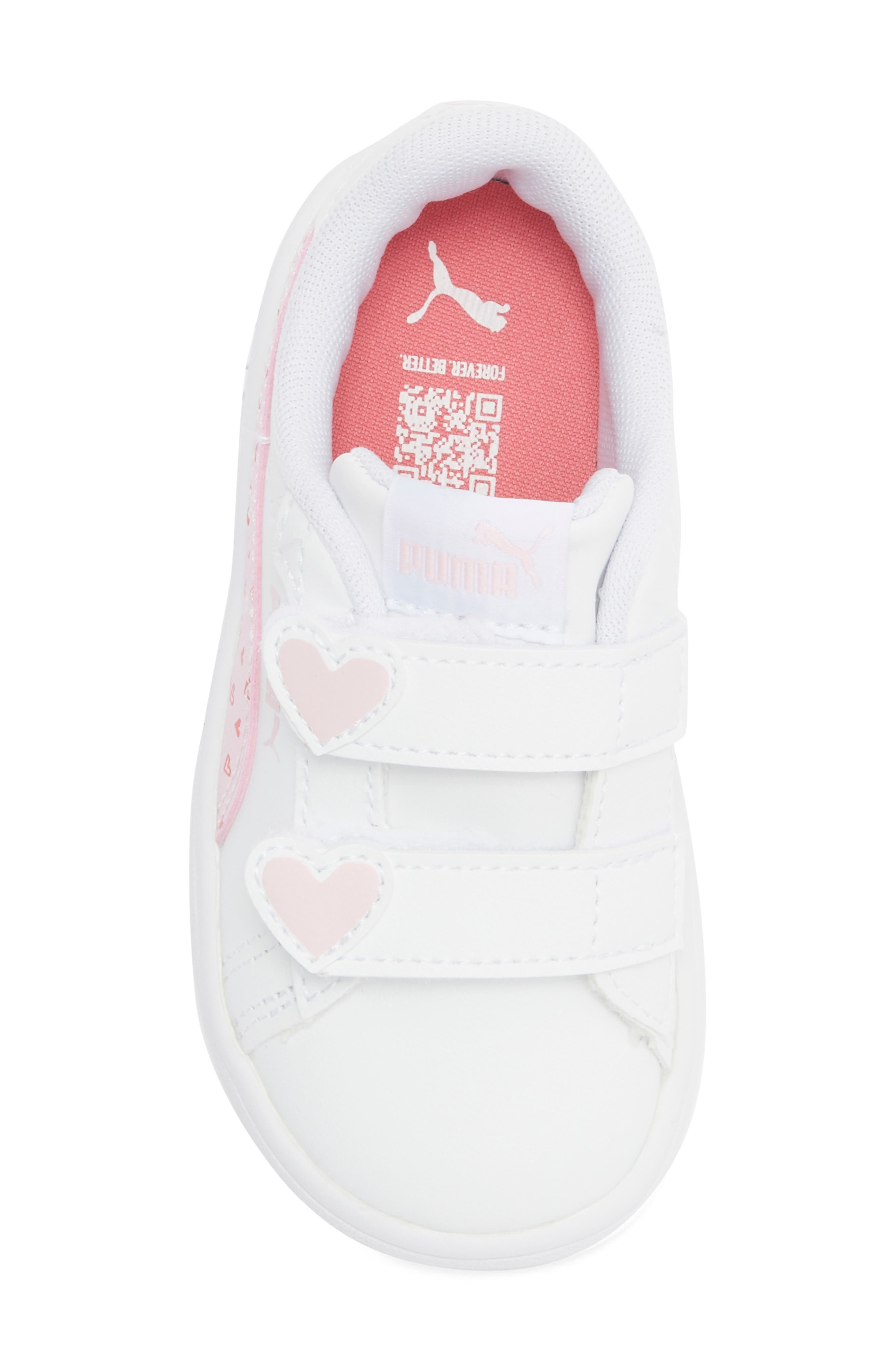 PUMA Kids' Smash 3.0 Hearty V Sneaker, Alternate, color, Puma White/ Pearl Pink