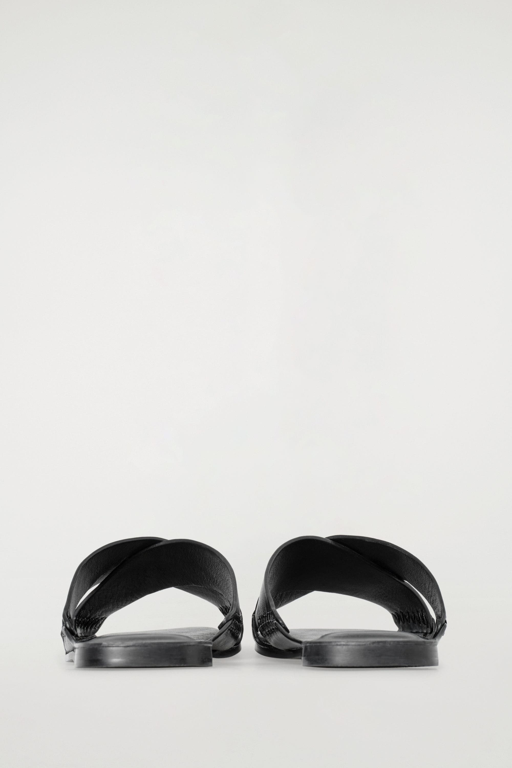 COS Crossover Leather Sandals, Alternate, color, Black