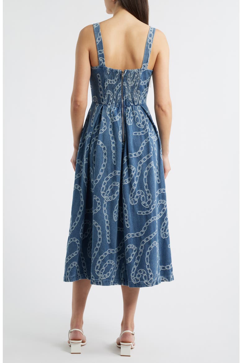 Chain Print Cotton Blend Denim Sundress, Alternate, color, DENIM