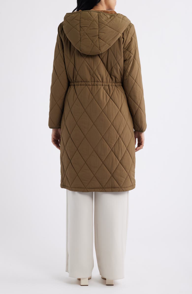 Donna Karan New York Quilted Hooded Coat, Alternate, color, Beech